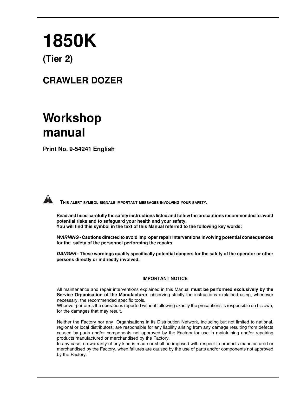 1850K Tier 2 Crawler Dozer Service manual